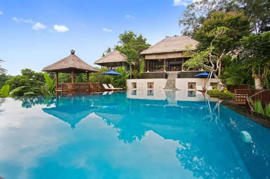 Luxury Bali Villa with Pool and Garden Stunning Bali villa with infinity pool, lush gardens, and traditional architecture in Ubud.