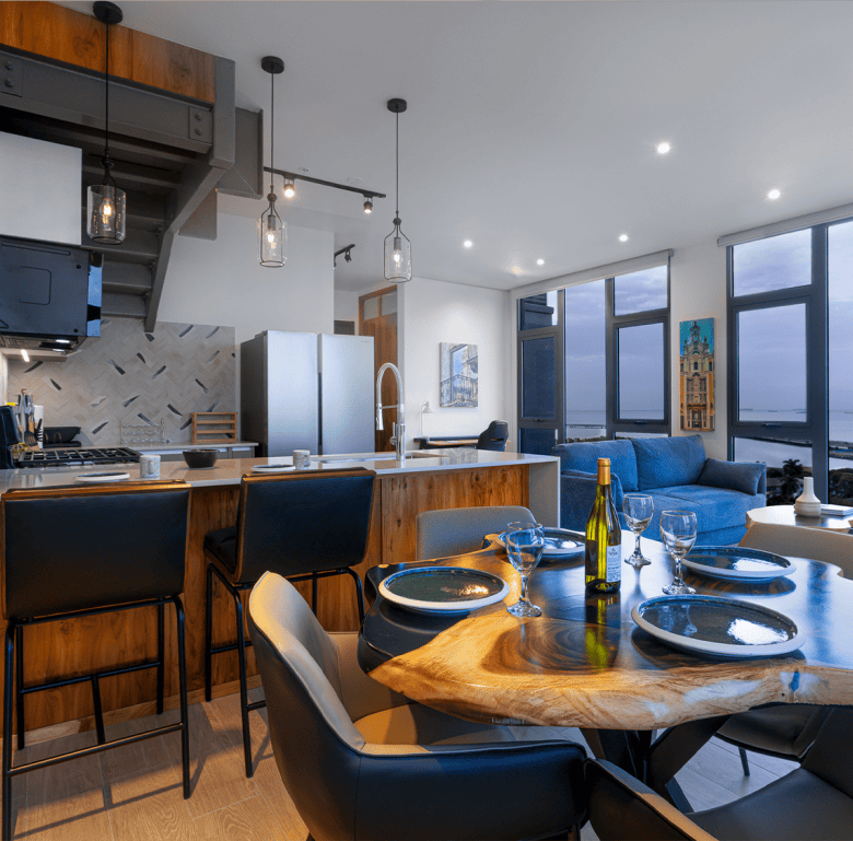 Panama City apartment with stunning skyline views and contemporary decor.