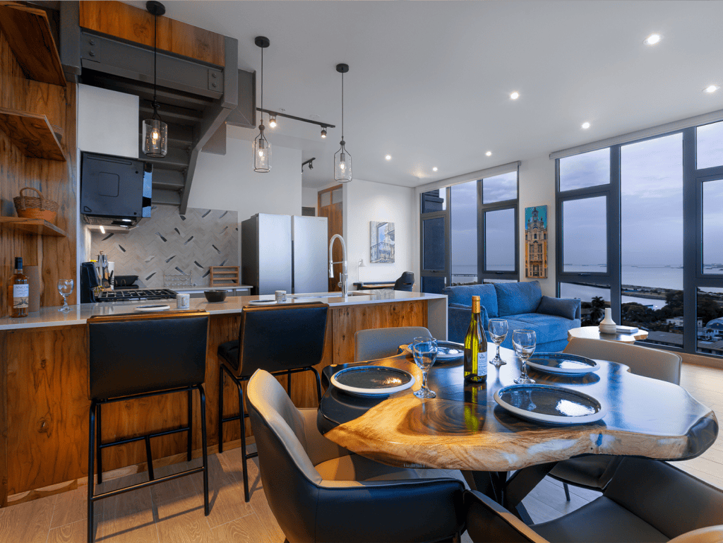 Panama City apartment with stunning skyline views and contemporary decor.