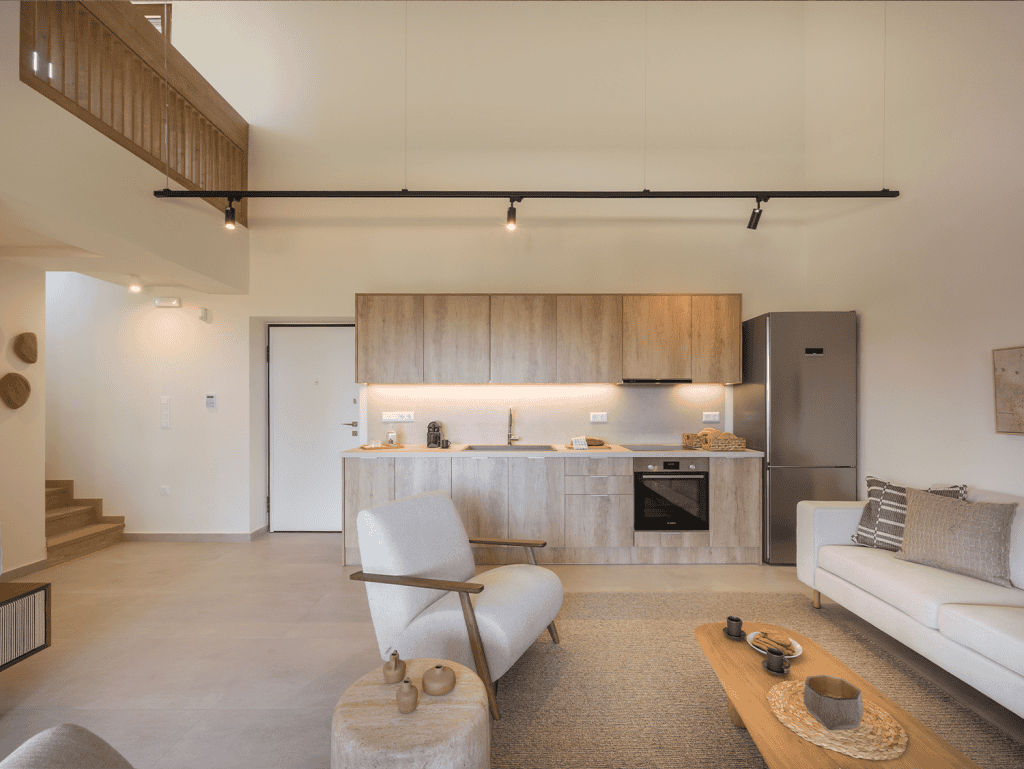 Crete property for sale with contemporary kitchen and living space.