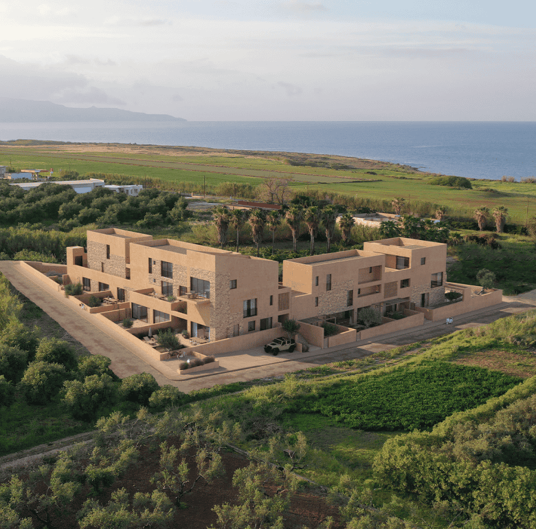 Modern residential complex near the coast in Crete, Greece.