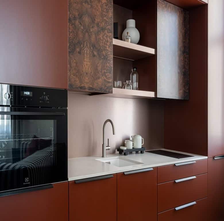 Modern kitchen in Riga, Latvia with sleek cabinetry and minimalist design.