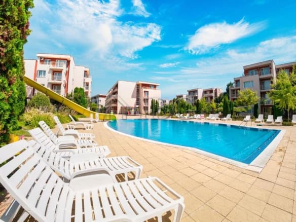 Pool at Nessebar Fort Club, Sunny Beach for long-term rental.