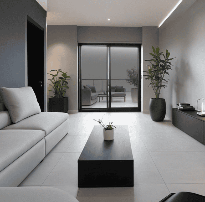 Contemporary Athens residence interior featuring sleek furniture and natural light.