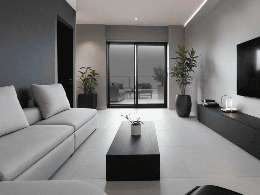 Contemporary Athens residence interior featuring sleek furniture and natural light.
