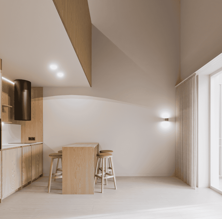 Modern interior of Pilar Apartments in Porto, Portugal, with minimalist design and natural light.