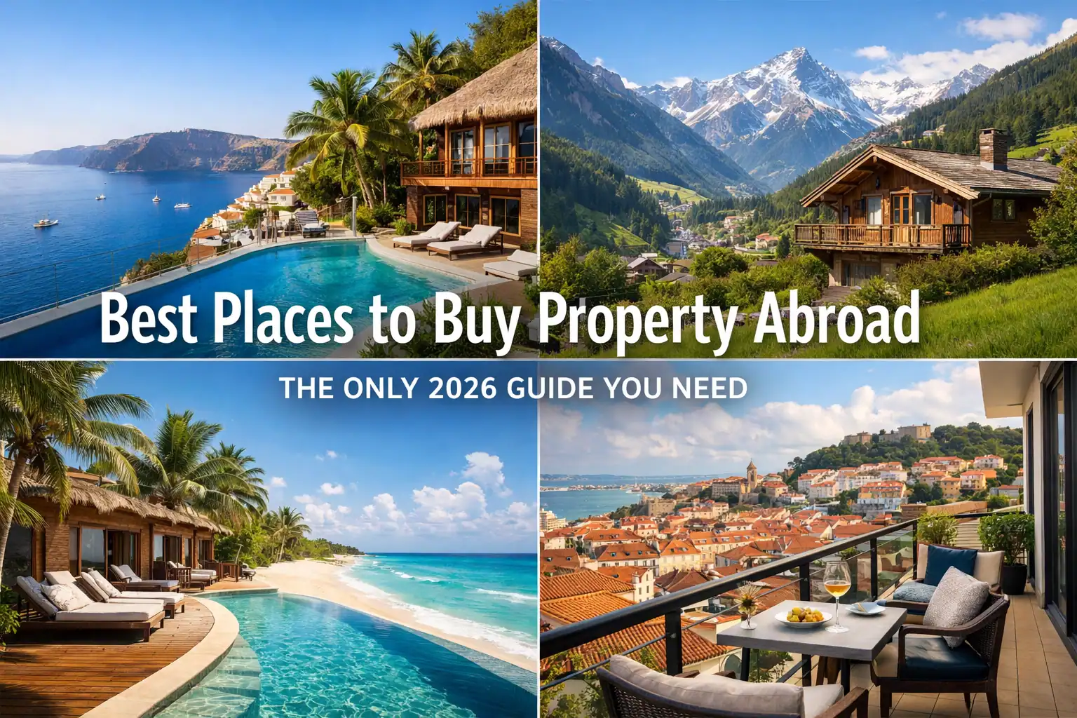 Luxury properties for sale abroad with stunning ocean, mountain, and city views.