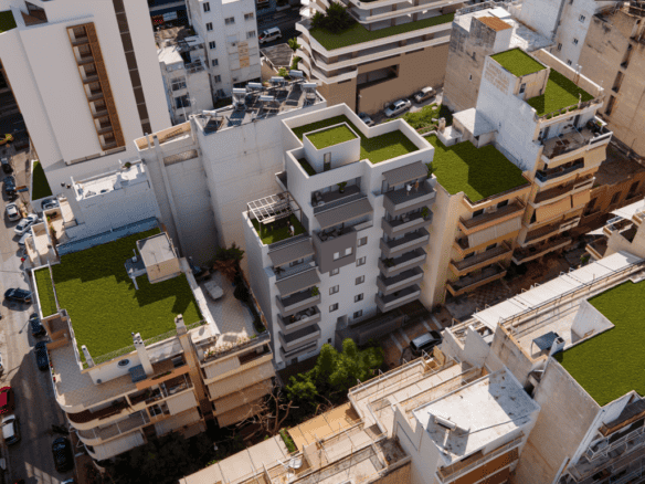 Modern Piraeus Gate apartment building in Athens, Greece.