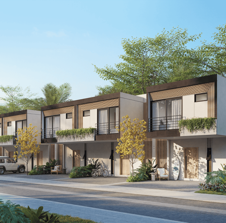 Modern Costa Rican townhomes with stylish design and lush surroundings in Jaco, Costa Rica.