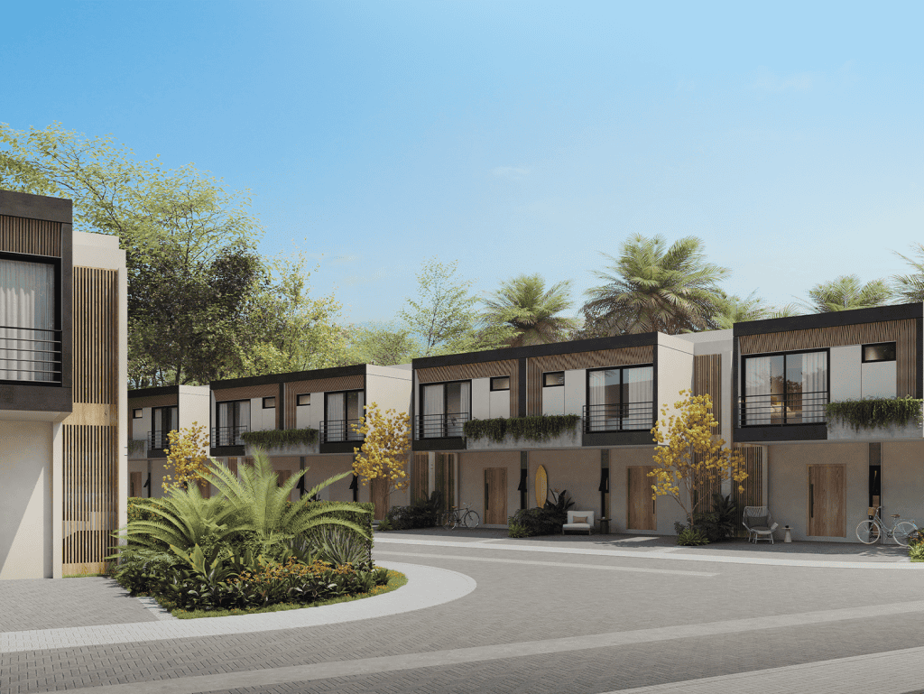 Contemporary beachfront homes in Jaco, Costa Rica with lush landscaping and modern design.