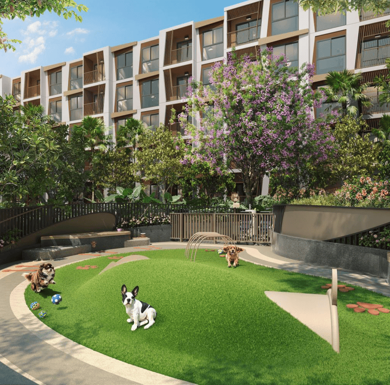 Pet-friendly Phuket apartment with garden and outdoor play zone.