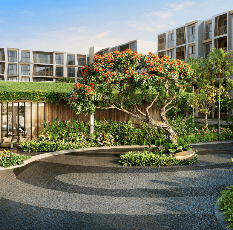 Modern Phuket resort with lush gardens and contemporary apartments.