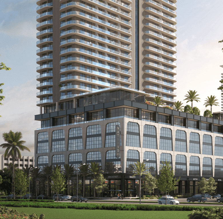 High-rise condo building in Fort Lauderdale with modern architecture and ocean views.