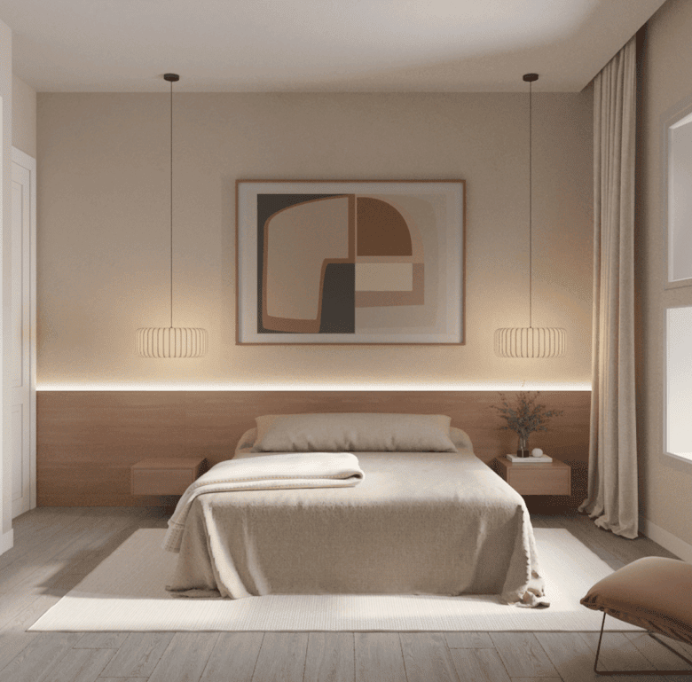 Cozy bedroom in Little Palm, Florida with modern decor and natural light. Perfect for relaxing and e.