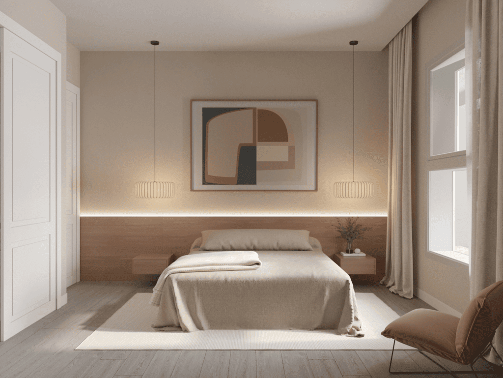 Cozy bedroom in Little Palm, Florida with modern decor and natural light. Perfect for relaxing and e.