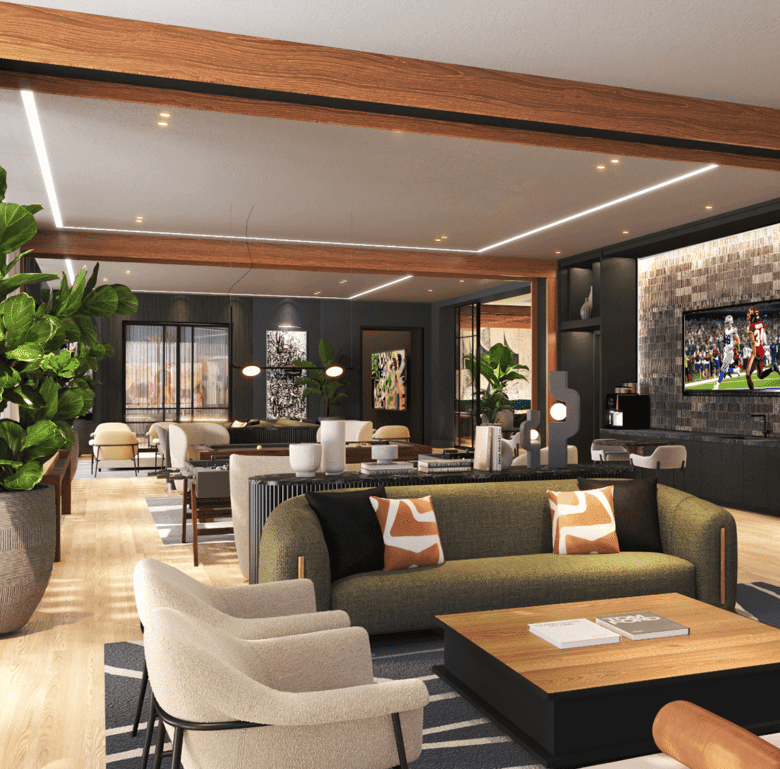 Modern living room in Fort Lauderdale, USA with stylish furniture and decor.