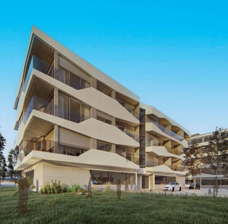 Modern apartment building in Viana do Castelo with spacious balconies and sleek architecture.