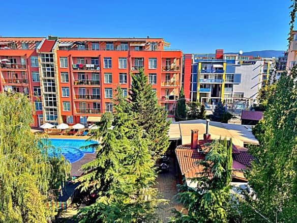 Bright 2-bedroom, 2-bathroom apartment with pool view in Sunny Beach.