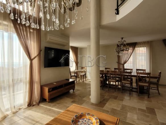 Elegant interior of a three-level maisonette in Sveti Vlas with stunning sea views and sophisticated.
