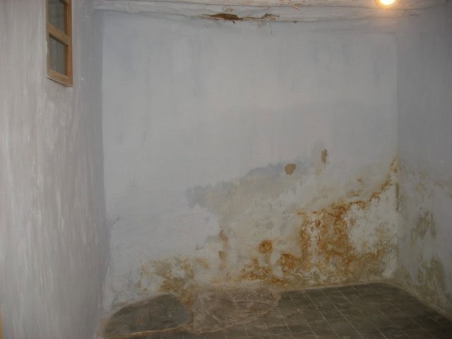 Interior view of a rustic rural property in Velez Blanco, Almeria, showing aged walls and simple con.