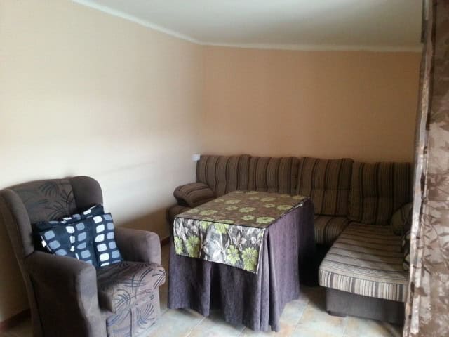 Comfortable living room with sofa and armchair in Granada property.