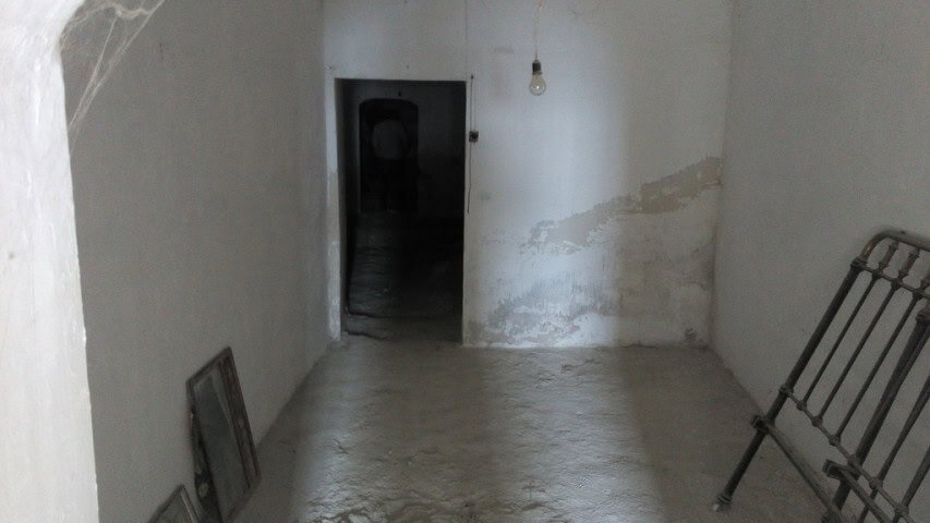 Interior view of a rustic cave house in La Alqueria, Granada, showcasing natural stone walls and sim.