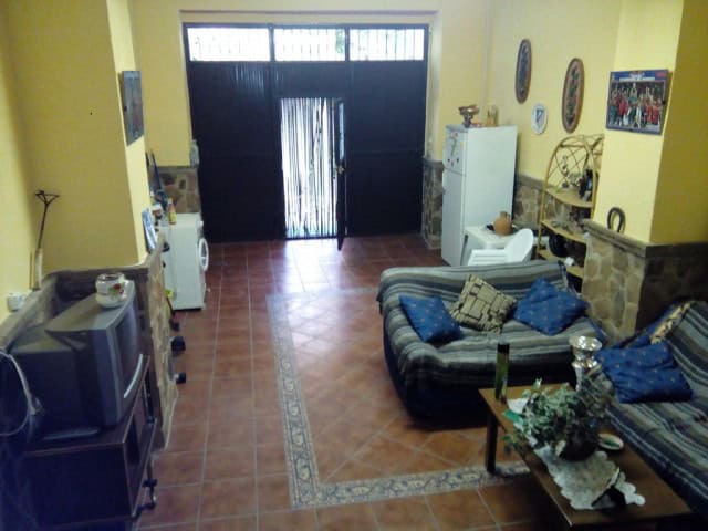Charming living room in a village property in Rosales, Jaen, featuring traditional decor and comfort.