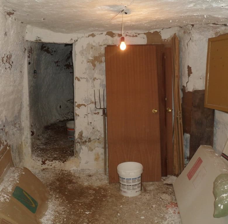 Cave house interior with rustic walls and basic fixtures in Freila, Granada. Ideal for renovation or.