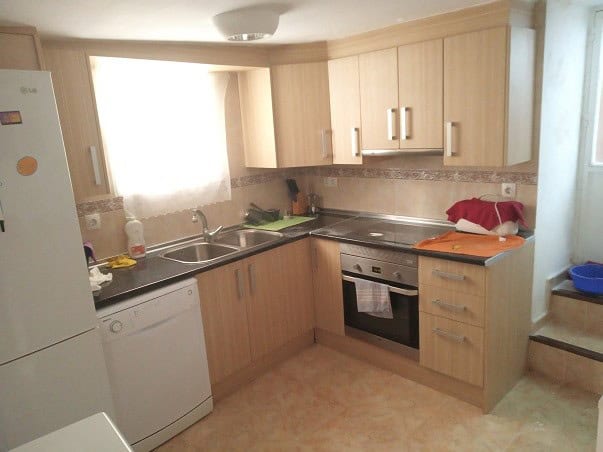 Kitchen in village property in Gor, Granada with modern cabinets and appliances.