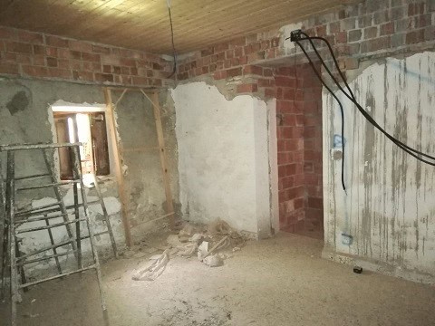 Interior view of a rustic village property in Gor, Granada under renovation.