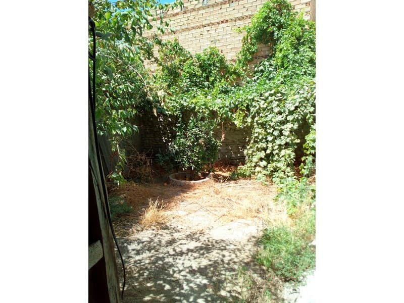 Village property garden with lush greenery and shaded area in Armuna, Almeria.