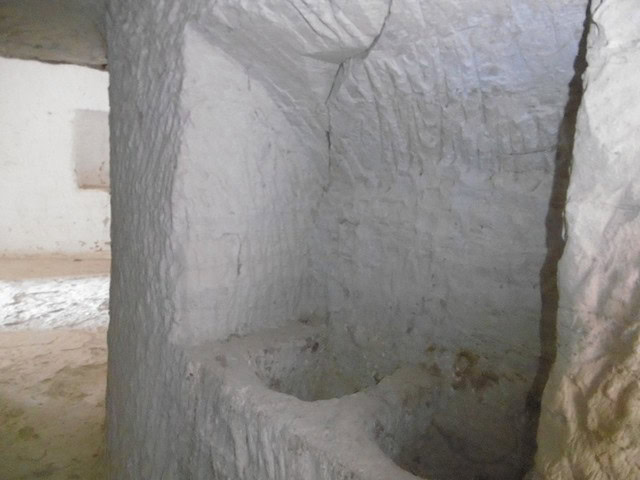 Interior view of a cave house in Benamaurel, Granada, showcasing natural rock walls and unique archi.