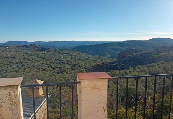 Scenic view of Don Pedro countryside from a rural property balcony in Jaen. Perfect for peaceful liv.