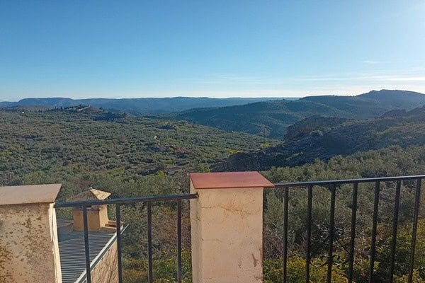 Scenic view of Don Pedro countryside from a rural property balcony in Jaen. Perfect for peaceful liv.