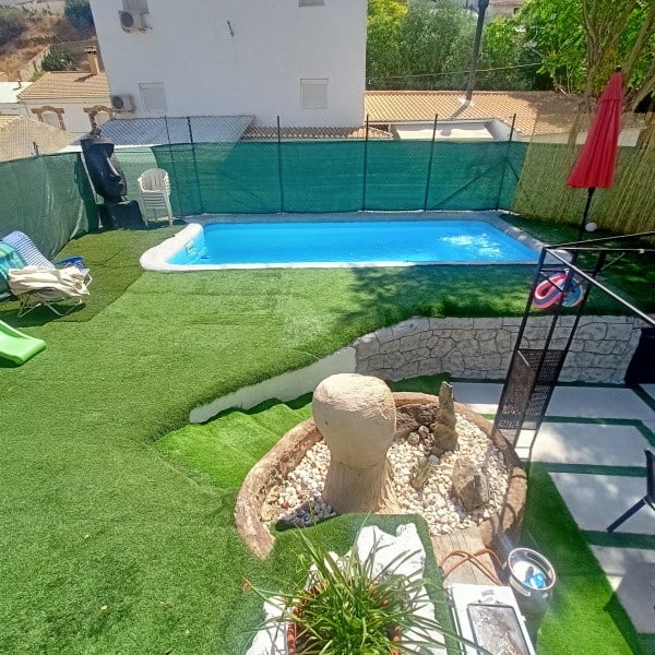 Beautiful backyard with swimming pool and garden area in Fontanar, Jaen.