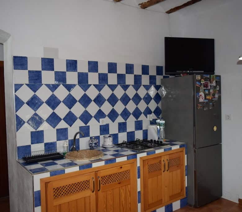 Charming kitchen in a village property located in Cortes de Baza, Granada, featuring traditional blu.