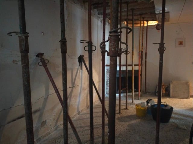 Interior view of renovation scaffolding in a village property in Los Olivos, Granada.