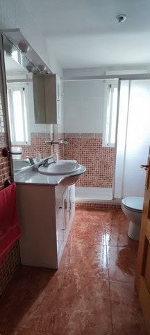 Charming village property bathroom in Purchena, Almeria with modern fixtures and natural light.