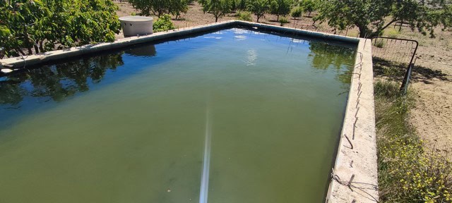 Swimming pool at rural property in Hijate, Almeria, Spain.