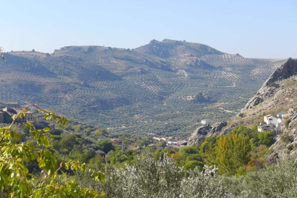 Scenic view of Don Pedro's rural landscape with rolling hills and lush greenery in Jaen.
