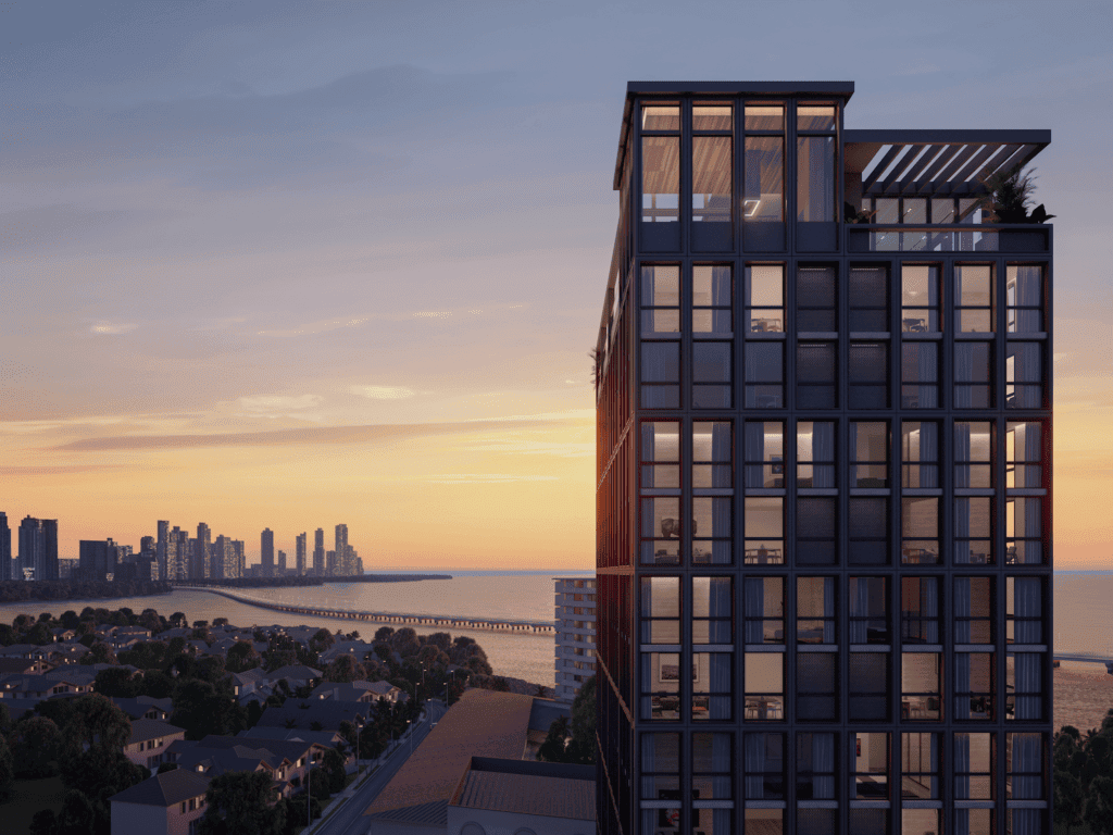Luxury apartment in Coco del Mar, Panama City, with panoramic city and ocean vistas.