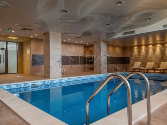 Indoor pool with modern design and relaxing ambiance at Sveti Vlas property.