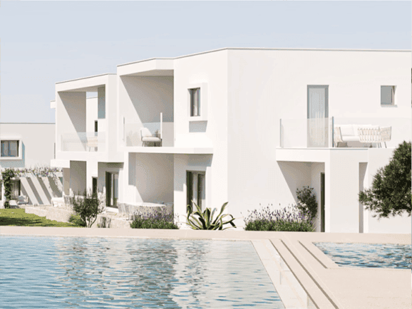 Seaside villas in Carvoeiro, Algarve, Portugal with private pools and scenic views.