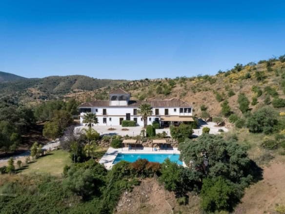 Elegant hillside villa with private pool and panoramic landscape views.