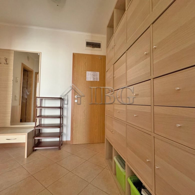 Furnished one-bedroom apartment in Royal Sun, Sunny Beach, Bulgaria, featuring modern storage and a.