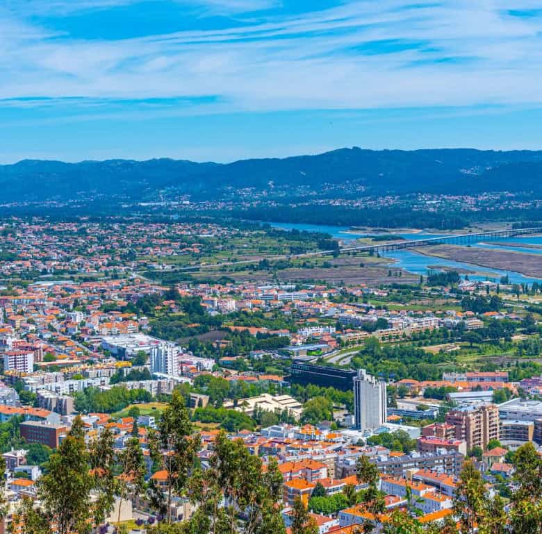 Panoramic view of Viana do Castelo from Park Viana, Portugal.