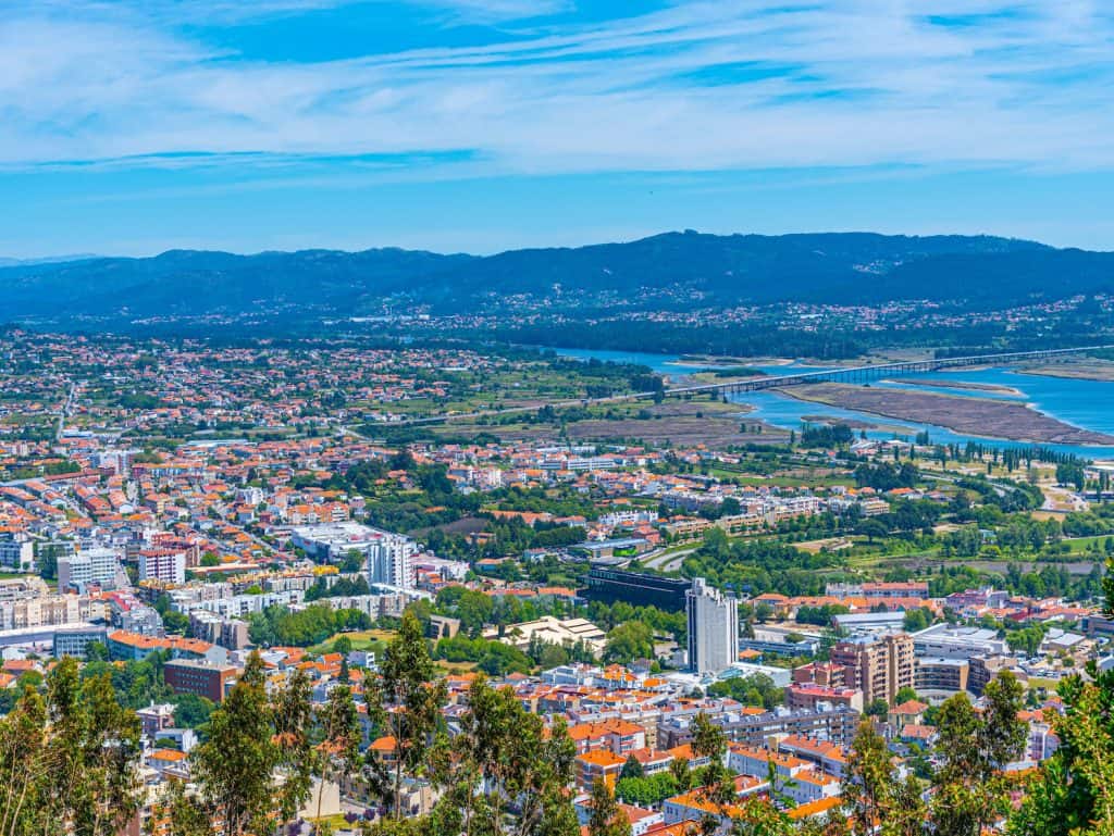 Panoramic view of Viana do Castelo from Park Viana, Portugal.