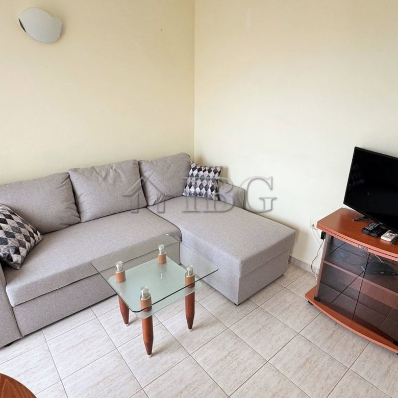 Cozy 2-room apartment with pool view at Pollo Resort, Sunny Beach, Bulgaria.