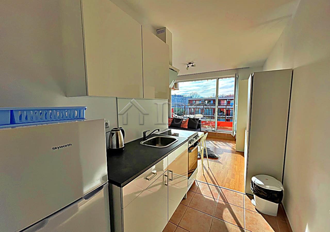 Bright studio apartment with pool view at Orchid Fort Club, Sunny Beach.
