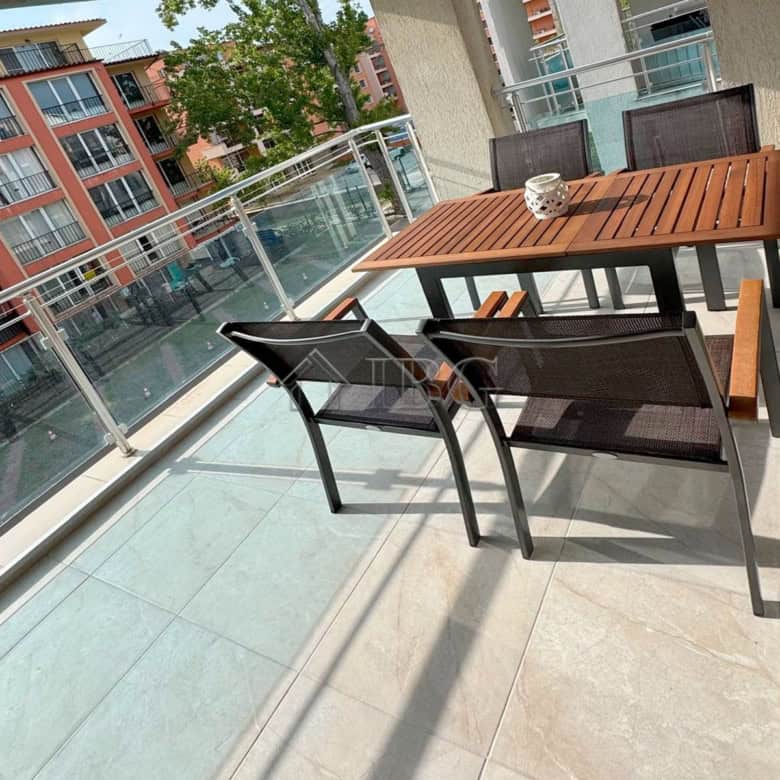 Furnished studio with separate kitchen and balcony in Sun City 1, Sunny Beach, offering modern ameni.
